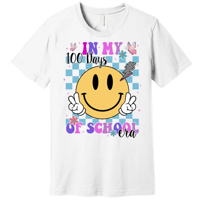 In My 100 Days Of School Era Retro Groovy Smile Premium T-Shirt