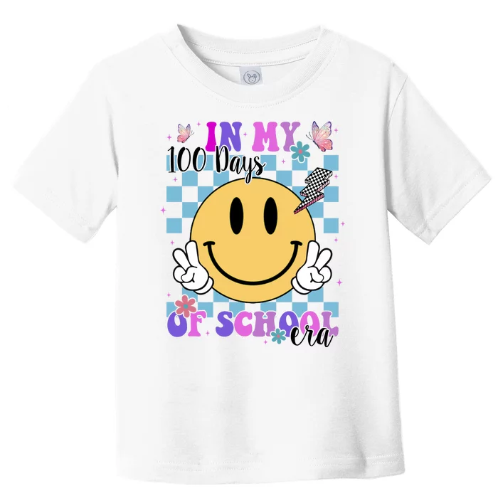 In My 100 Days Of School Era Retro Groovy Smile Toddler T-Shirt