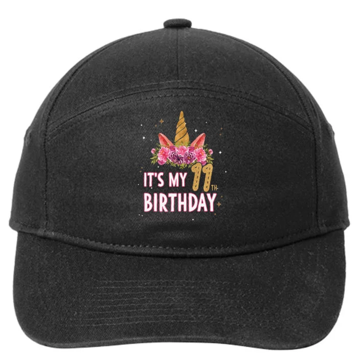 Its My 11 Birthday Unicorn Outfits For 7-Panel Snapback Hat