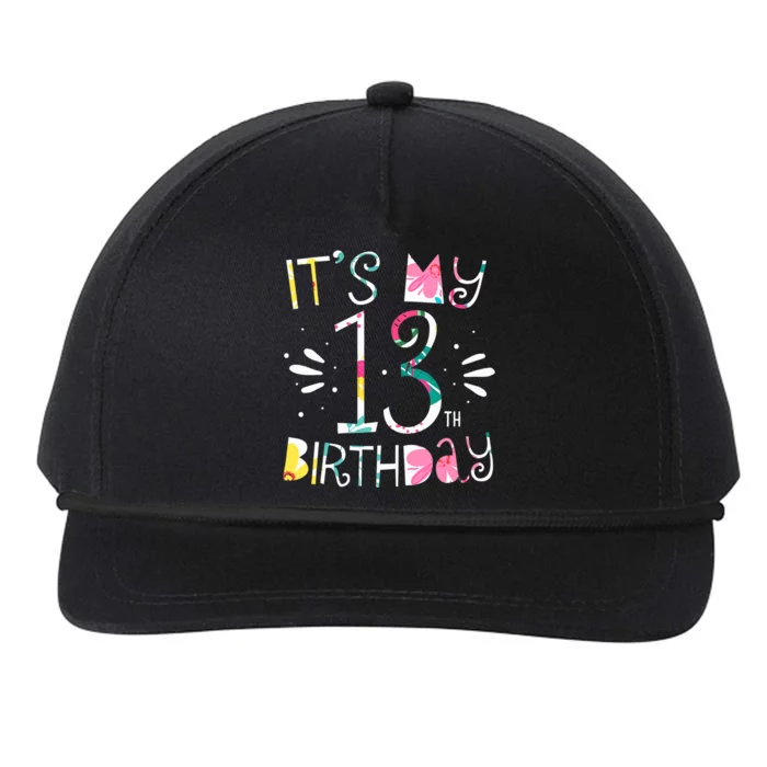 It's My 13th Birthday Tropical Floral 13 Year Old Girl Snapback Five-Panel Rope Hat