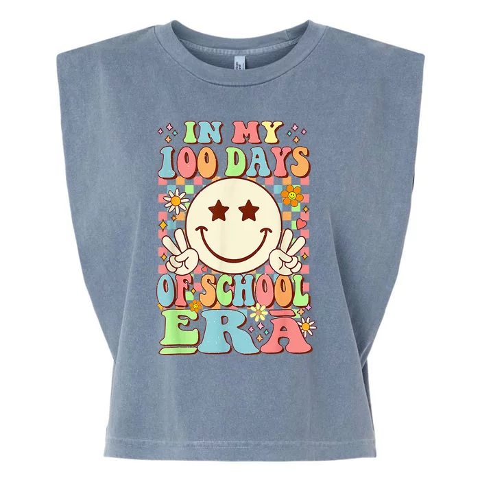 In My 100 Days Of School Era Retro Groovy 100th Day Teacher Garment-Dyed Women's Muscle Tee