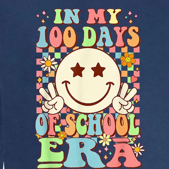 In My 100 Days Of School Era Retro Groovy 100th Day Teacher Garment-Dyed Sweatshirt