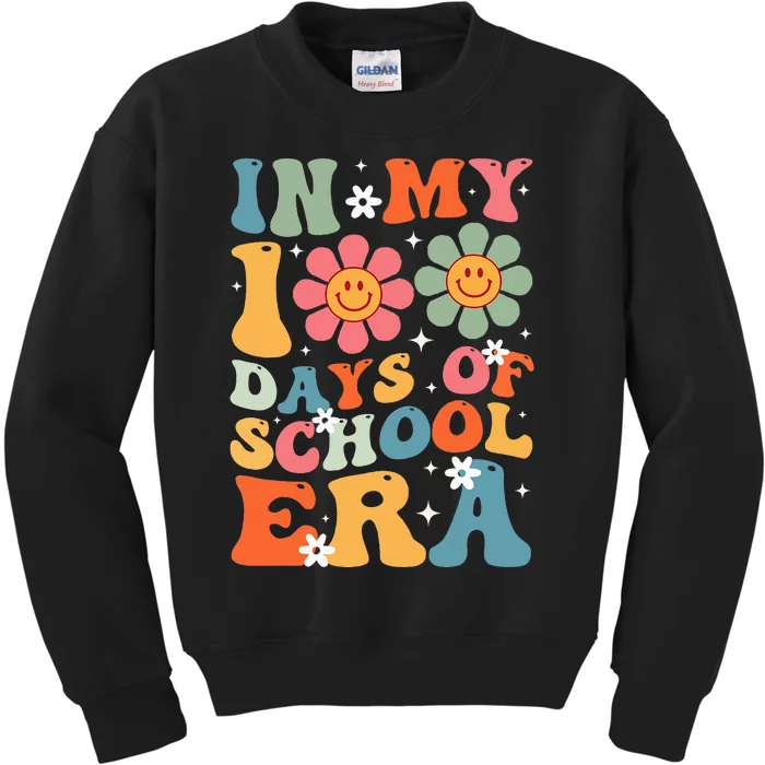 In My 100 Days Of School Era Groovy Teacher 100th Day Kids Sweatshirt