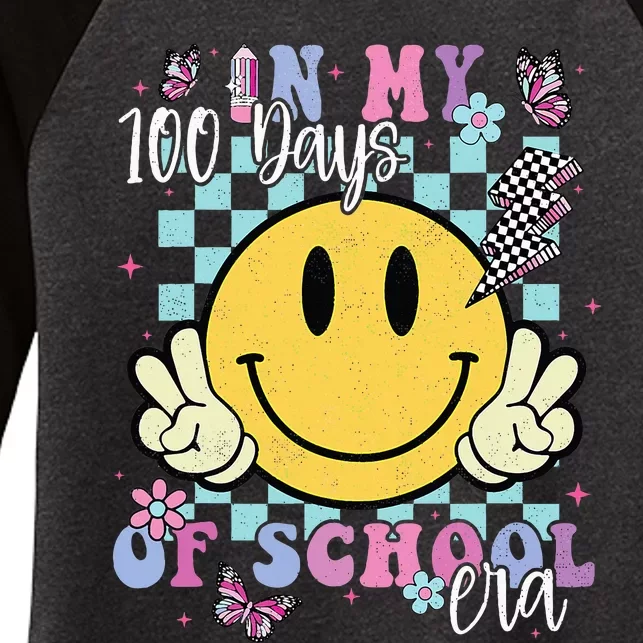 In My 100 Days Of School Era Retro Groovy 100th Day Teacher Women's Tri-Blend 3/4-Sleeve Raglan Shirt