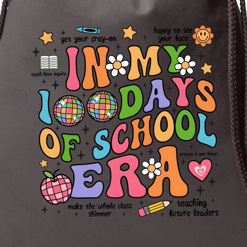 In My 100 Days Of School Era Retro School Celebration Drawstring Bag