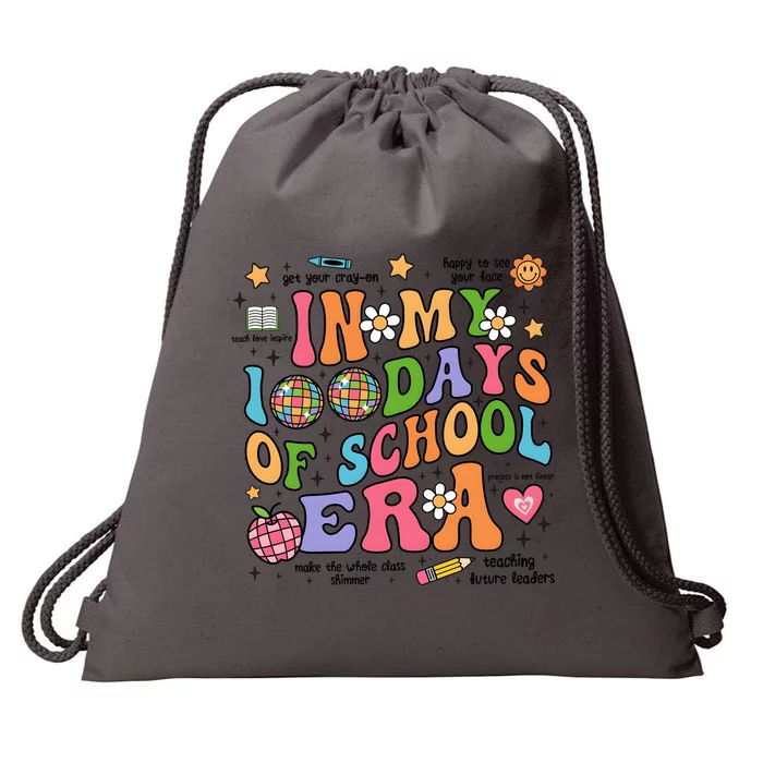 In My 100 Days Of School Era Retro School Celebration Drawstring Bag