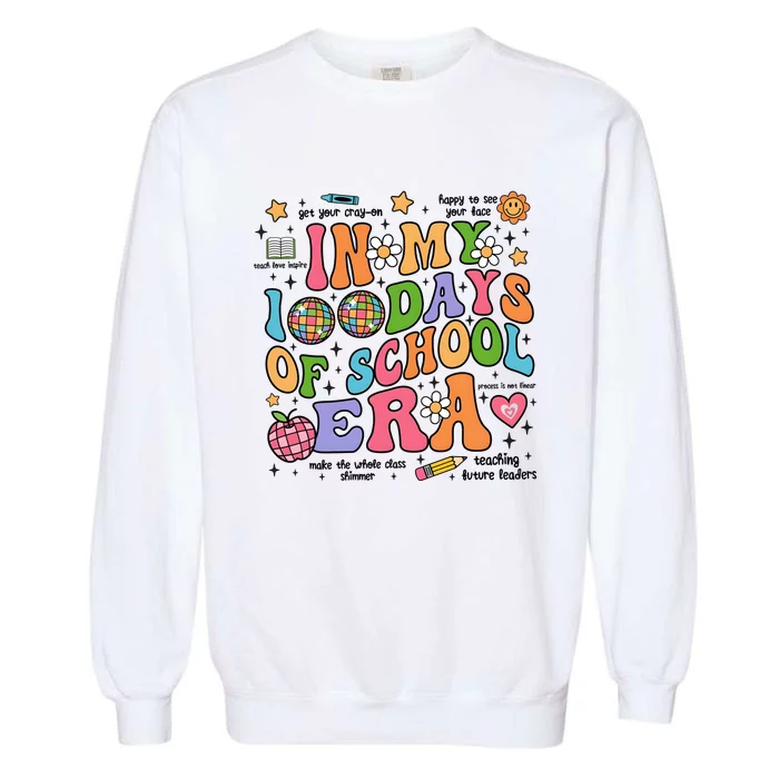 In My 100 Days Of School Era Retro School Celebration Garment-Dyed Sweatshirt