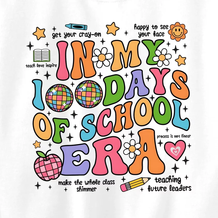 In My 100 Days Of School Era Retro School Celebration Kids Sweatshirt