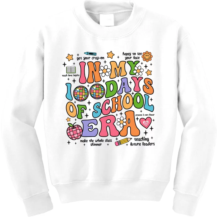 In My 100 Days Of School Era Retro School Celebration Kids Sweatshirt