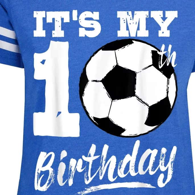 It's My 10th Birthday Soccer Player 10 Bday Party Team Enza Ladies Jersey Football T-Shirt