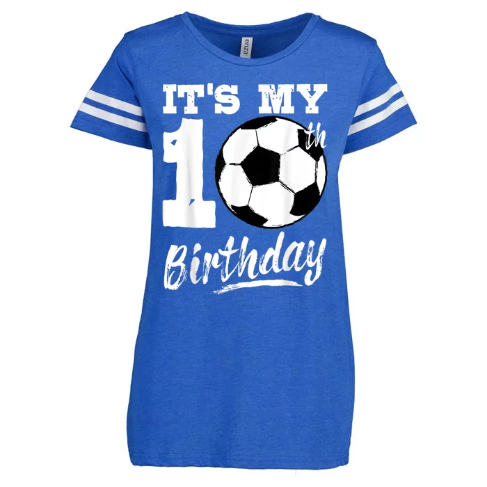 It's My 10th Birthday Soccer Player 10 Bday Party Team Enza Ladies Jersey Football T-Shirt