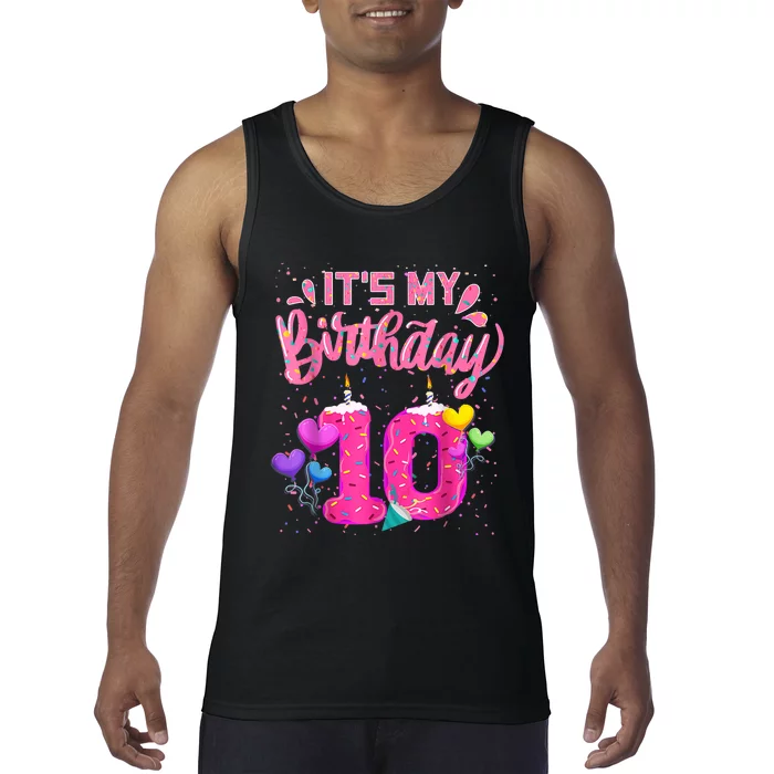 It's My 10th Birthday Doughnut Happy 10 Years Old Girl K.i.d.s Tank Top