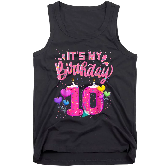 It's My 10th Birthday Doughnut Happy 10 Years Old Girl K.i.d.s Tank Top