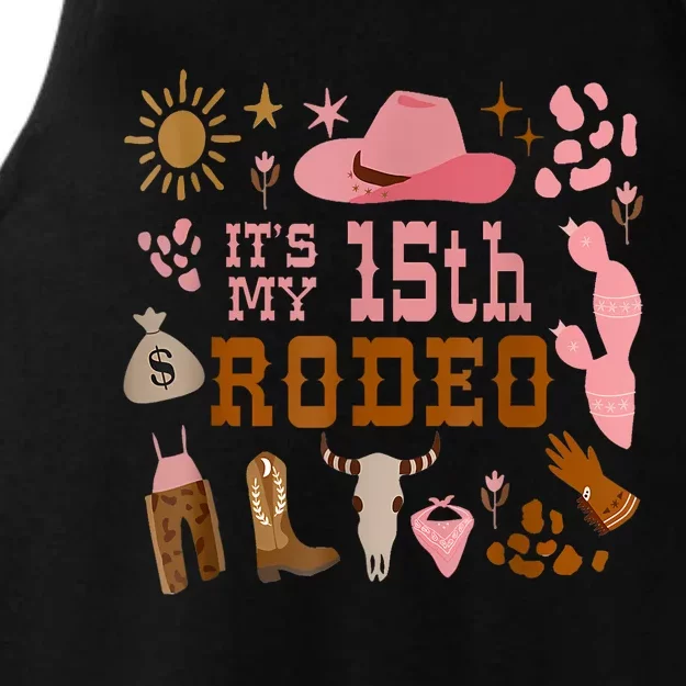 ItS My 15 Year Old 15th Birthday Rodeo Cowgirl Ladies Tri-Blend Wicking Tank