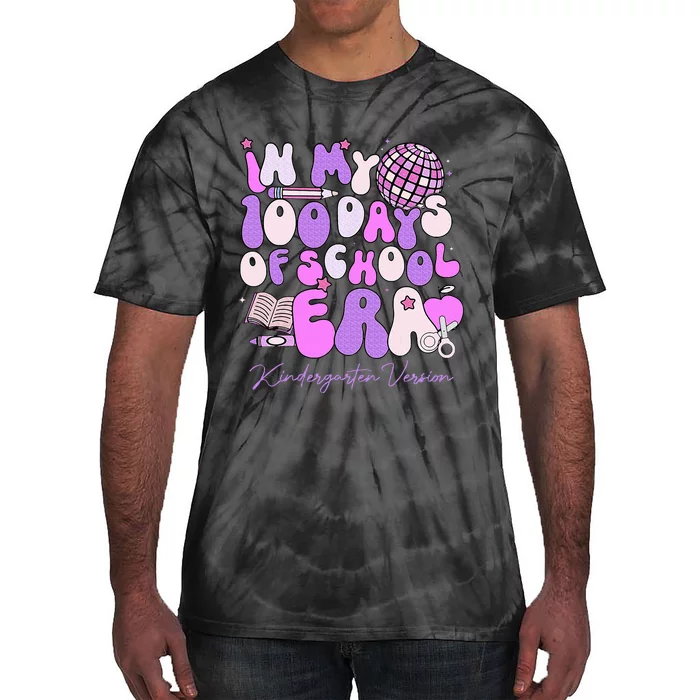 In My 100 Days Of School Era Kindergarten Version Groovy Tie-Dye T-Shirt