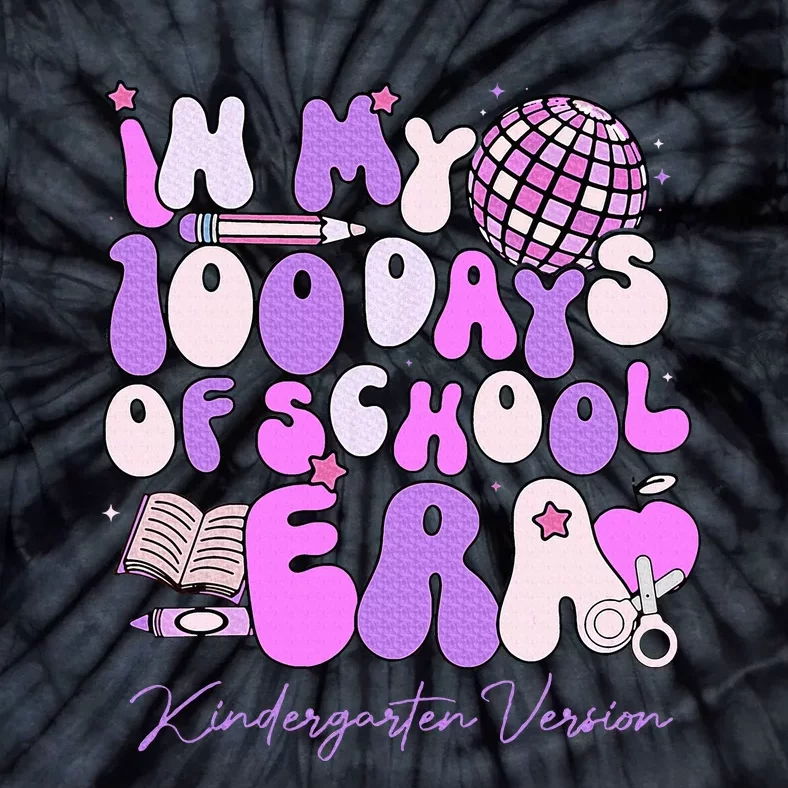 In My 100 Days Of School Era Kindergarten Version Groovy Tie-Dye T-Shirt