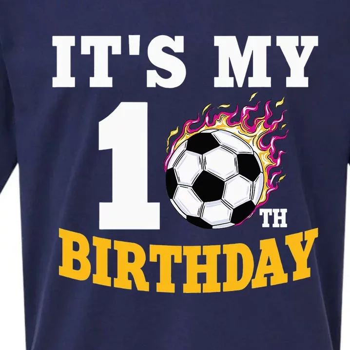 It's My 10th Birthday Soccer Ball Team Player Sueded Cloud Jersey T-Shirt