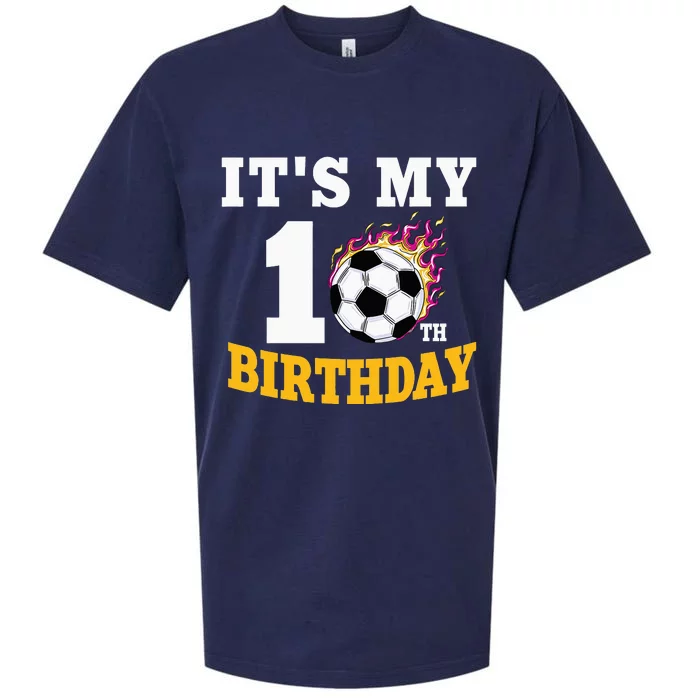 It's My 10th Birthday Soccer Ball Team Player Sueded Cloud Jersey T-Shirt