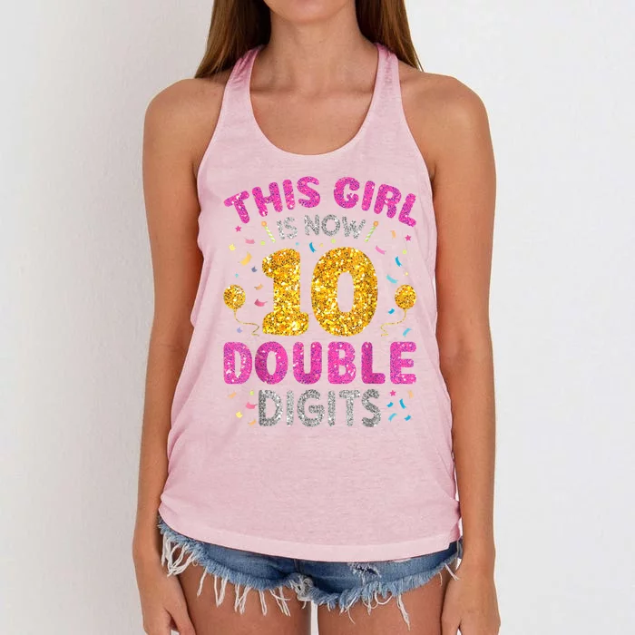 Its My 10th Birthday This Is Now 10th Years Old Women's Knotted Racerback Tank