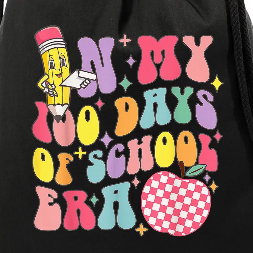 In My 100 Days Of School Era Retro 100th Day Of School Drawstring Bag