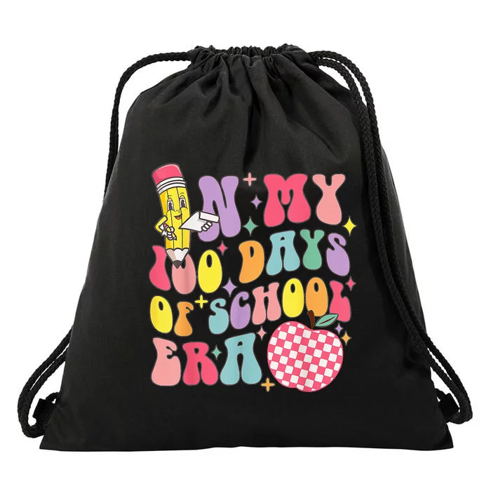 In My 100 Days Of School Era Retro 100th Day Of School Drawstring Bag