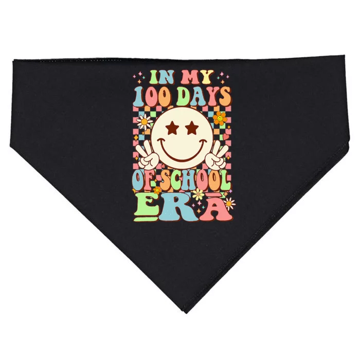 In My 100 Days Of School Era Retro Groovy 100th Day Teacher USA-Made Doggie Bandana