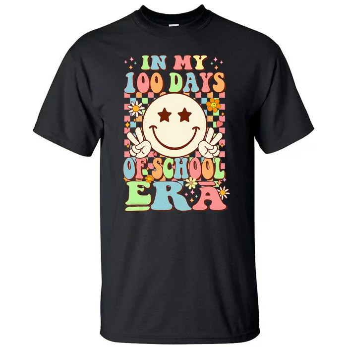 In My 100 Days Of School Era Retro Groovy 100th Day Teacher Tall T-Shirt