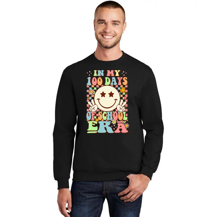 In My 100 Days Of School Era Retro Groovy 100th Day Teacher Tall Sweatshirt