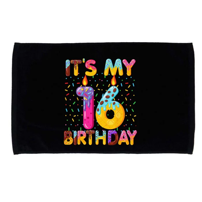 It's My 16th Birthday Sweet Donut 16 Years Old Funny Gift Microfiber Hand Towel