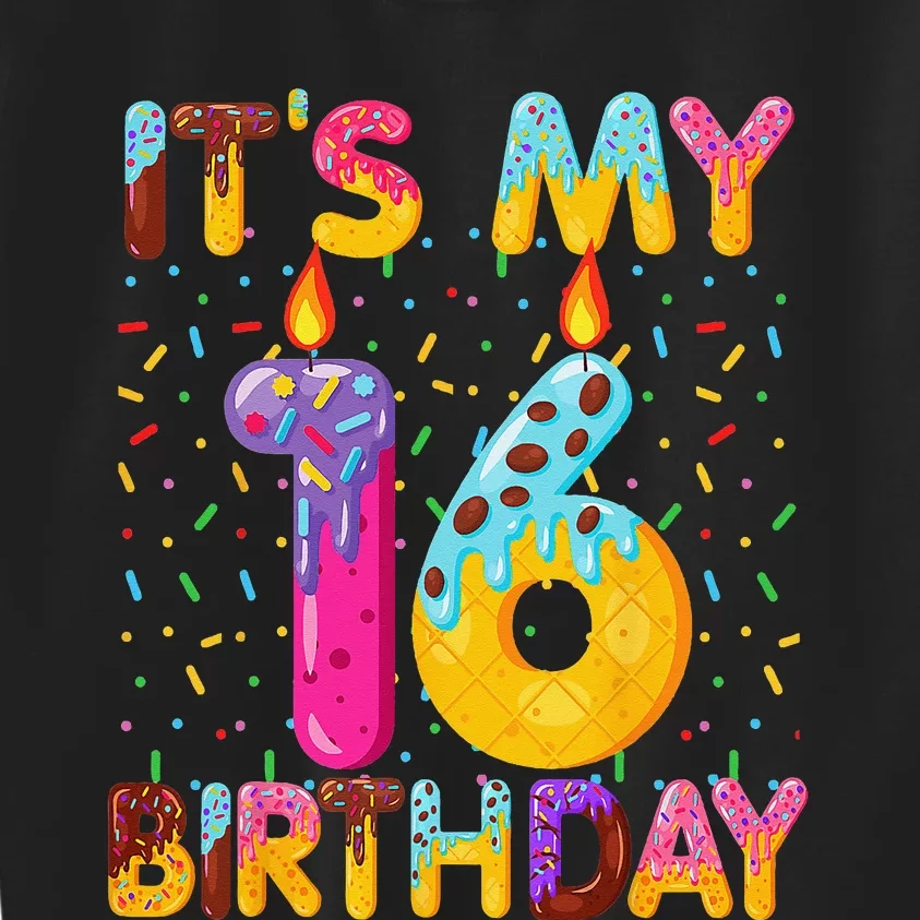 It's My 16th Birthday Sweet Donut 16 Years Old Funny Gift Kids Sweatshirt