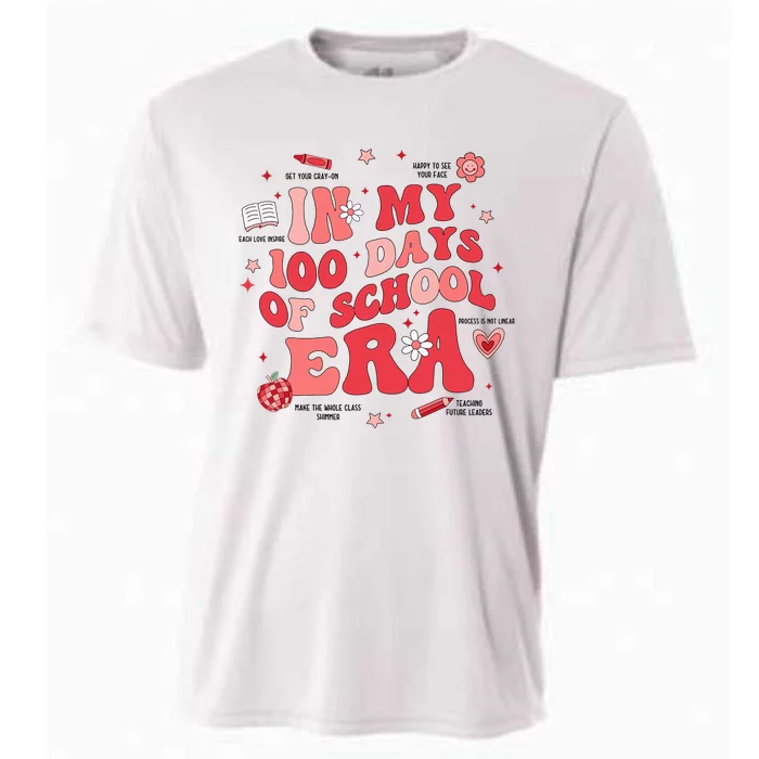 In My 100 Days Of School Era Retro Groovy 100th Day Teachers Cooling Performance Crew T-Shirt