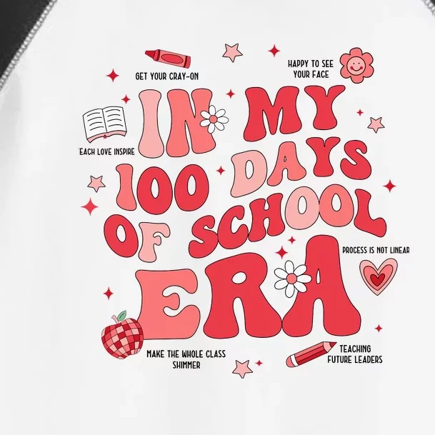 In My 100 Days Of School Era Retro Groovy 100th Day Teachers Toddler Fine Jersey T-Shirt