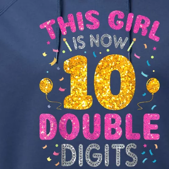 It's My 10th Birthday This Girl Is Now 10 Years Old Performance Fleece Hoodie