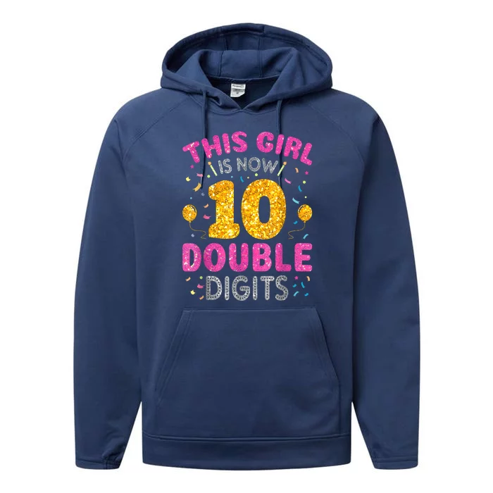 It's My 10th Birthday This Girl Is Now 10 Years Old Performance Fleece Hoodie