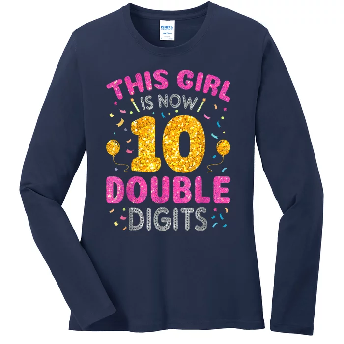 It's My 10th Birthday This Girl Is Now 10 Years Old Ladies Long Sleeve Shirt