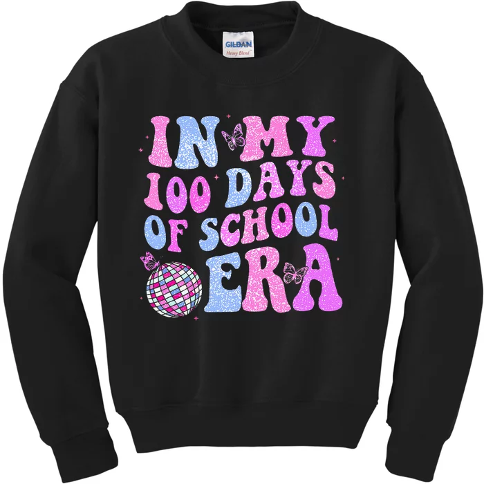 In My 100 Days Of School Era Retro Disco 100th Day Of School Kids Sweatshirt