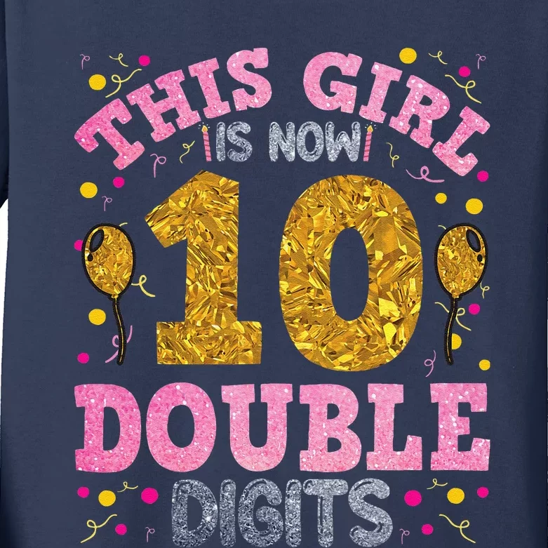 ItS My 10th Birthday This Girl Is Now 10 Years Old Kids Long Sleeve Shirt