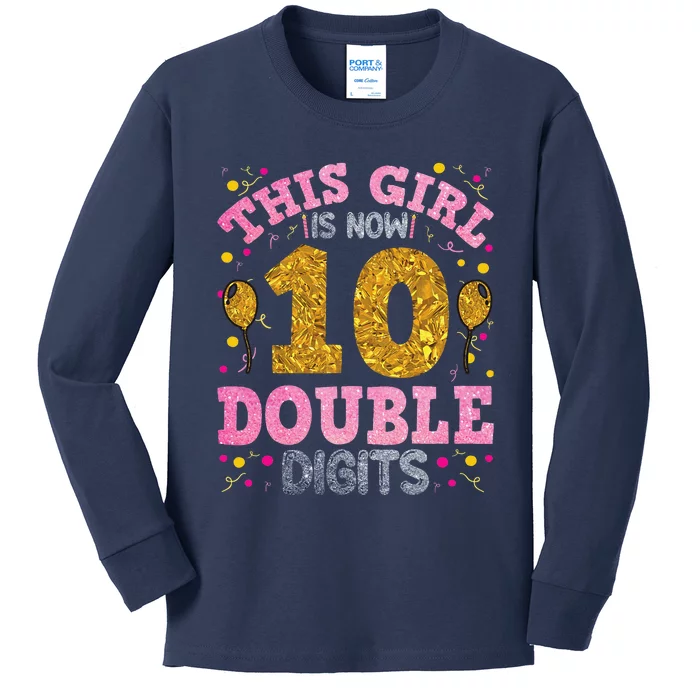 ItS My 10th Birthday This Girl Is Now 10 Years Old Kids Long Sleeve Shirt