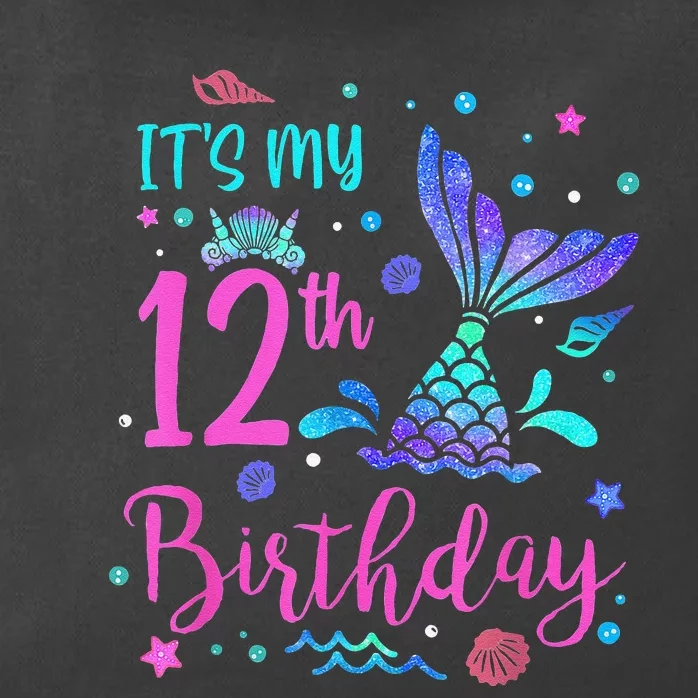 Its My 12th Birthday Mermaid Theme Party 12 Yrs Old Zip Tote Bag