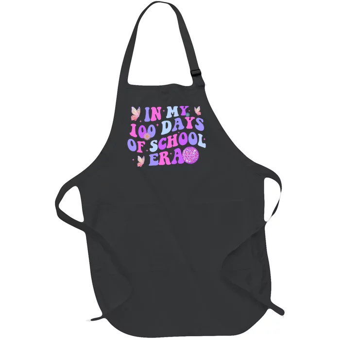 In My 100 Days Of School Era Retro Disco 100th Day Of School Full-Length Apron With Pocket