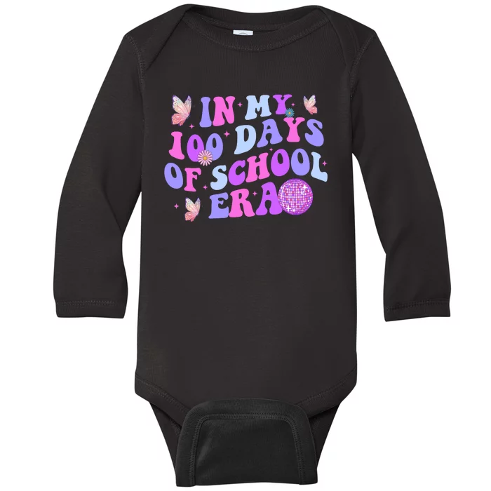 In My 100 Days Of School Era Retro Disco 100th Day Of School Baby Long Sleeve Bodysuit