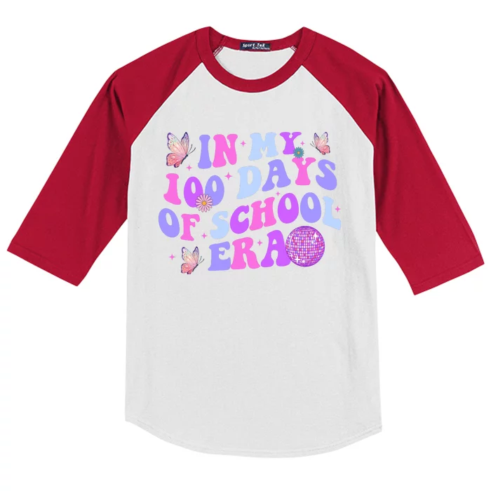 In My 100 Days Of School Era Retro Disco 100th Day Of School Kids Colorblock Raglan Jersey