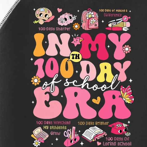 In My 100 Days Of School Era Groovy Retro Student Teacher Toddler Fine Jersey T-Shirt