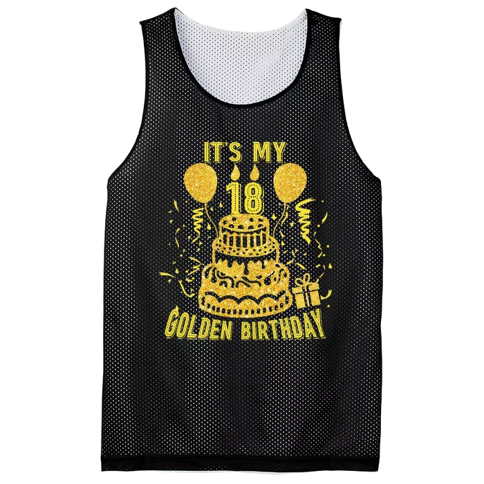 It's My 18th Golden Birthday Funny 18th Birthday Decorations Mesh Reversible Basketball Jersey Tank