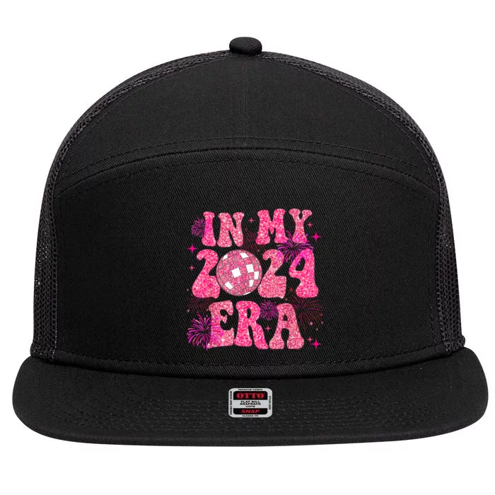 In My 2024 Era Happy New Year 2024 Matching Party Women Girl 7 Panel Mesh Trucker Snapback Hat