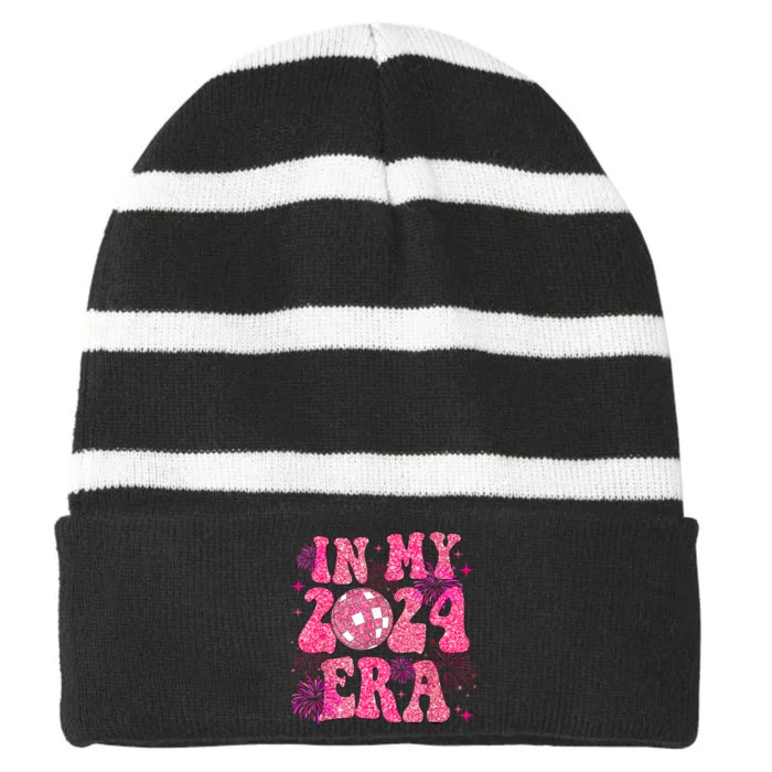 In My 2024 Era Happy New Year 2024 Matching Party Women Girl Striped Beanie with Solid Band