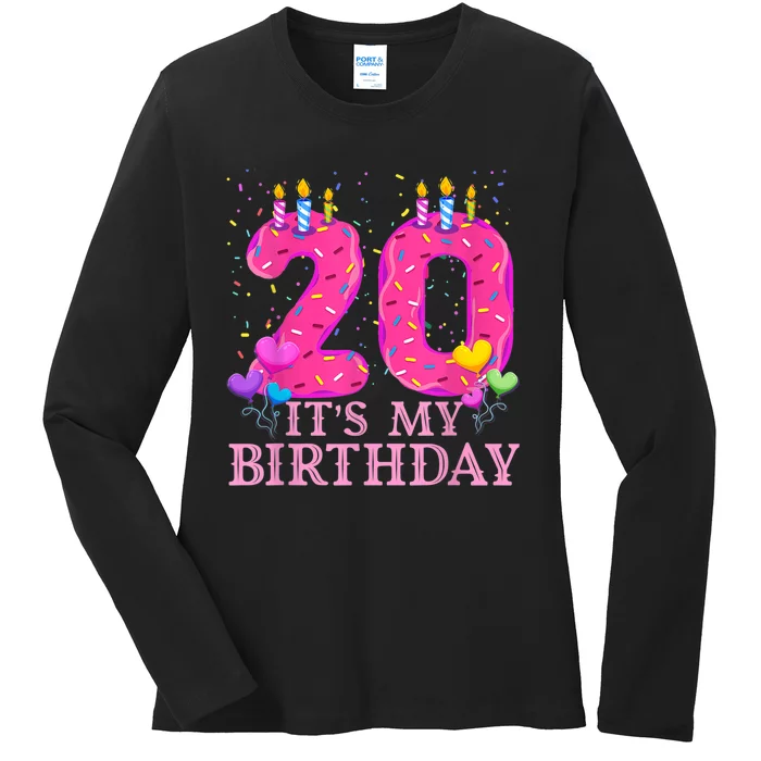 It's My 20th Birthday Sweet donut Happy 20 Year Old Ladies Long Sleeve Shirt