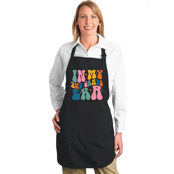 In My 2nd Grade Era Back To School First Day Teacher Groovy Full-Length Apron With Pocket