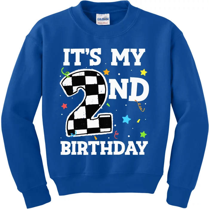 Its My 2nd Birthday 2 Two Racing Car Flag Race Car Kids Sweatshirt