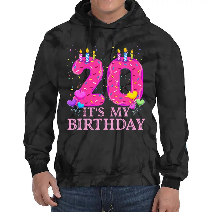 It's My 20th Birthday Sweet donut Happy 20 Year Old Tie Dye Hoodie